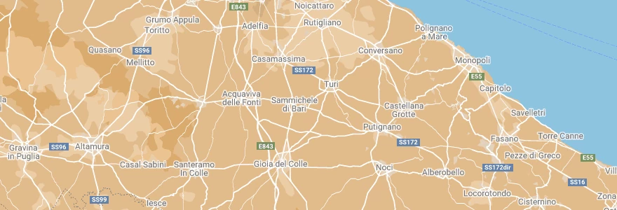 Area geografica della DOC Gioia del Colle in Puglia.
