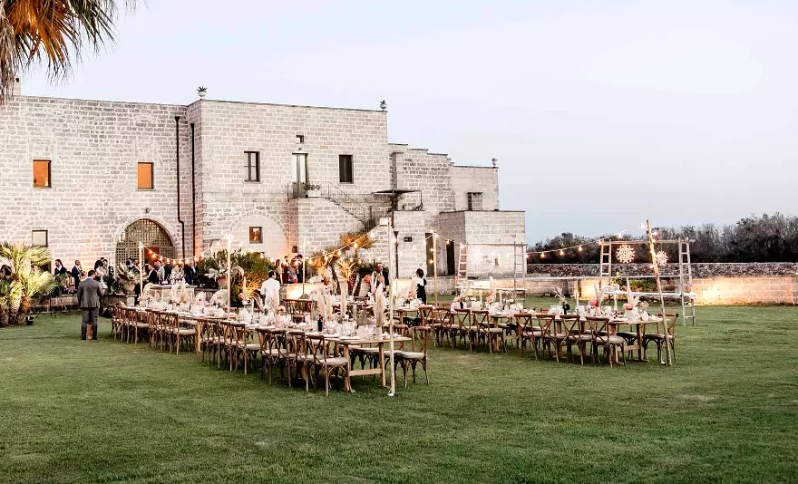 Un evento nello splendido scenario della Masseria Li Veli in Puglia.